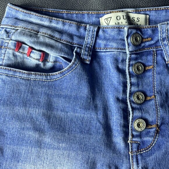 Guess Women’s Jeans Size 12 (24x27) Mid-Rise Straight Leg Blue Denim - Picture 3 of 11